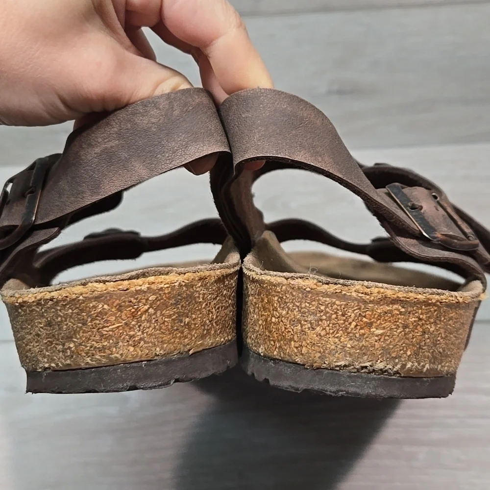 Birkenstock Mens Milano Leather Brown Sandals Shoes Slide Sz 45/12 Regular